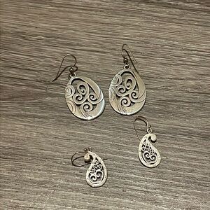 Two pair of silver paisley earrings